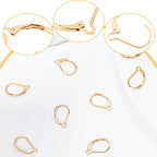 Beebeecraft 1 Box 50Pcs Leverback Earring Findings 24K Gold Plated Stainless Steel Interchangeable French Earring Hooks 16X10mm Dangle Ear Wire Clip for Jewelry Making - color: 16x10mm Gold Leverback Earring
