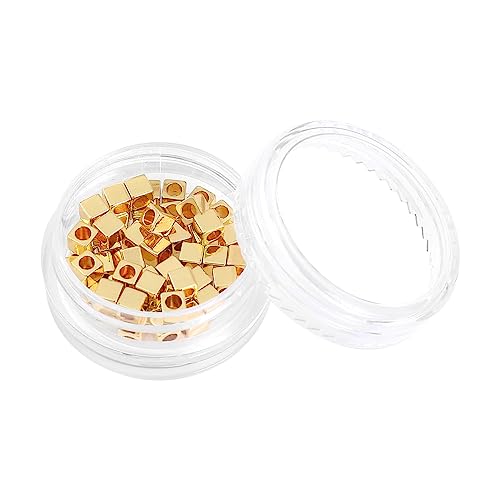 BEADIA 14K Gold Plated Cube Spacer Beads Right Angle 3x3mm 50pcs for Jewelry Making Findings Non Tarnish - color: 14K Gold, size: 3x3mm Right Angle Cube