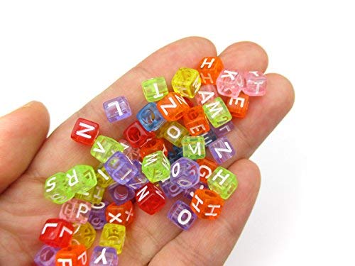 1000pcs Mixed Acrylic Letter/Alphabet “A-Z”Cube Beads for DIY Craft (Transparent Multicolor 6x6x6mm) - color: Transparent Multicolor 6x6x6mm