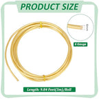 BENECREAT 9.84 Feet Solid Brass Wire, 6 Gauge Round Soft Brass Wire for Jewelry Making Craft Gem Wrapping - color: Gold, size: 6 Gauge