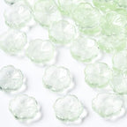 KISSITTY 100pcs Flower Glass Beads Light Green Crystal Aesthetic Flowers Drilled Bead Caps Charm Spacers for DIY Necklaces Earrings Bracelets Jewelry Craft Making for Women - color: Light Green