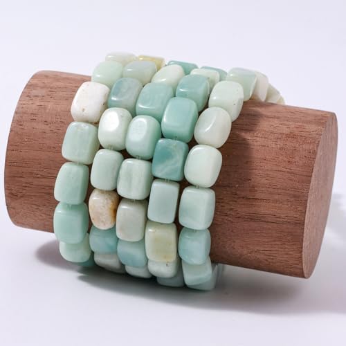 Natural Large Amazonite Cube Stone Beads 8x11mm 38cm/str Loose Semi Gemstone Stone Square Beads for Making Bracelets Necklace - color: Amazonite