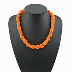 Bocar Fashion Seed Beads Statement Collar Necklace for Women (NK-10408) - color: orange
