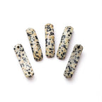 5PCS Natural Dalmatian Stone Rectangle Curved Beads Gemstone Pendants Connectors for DIY Bracelet Neclace Jewelry Making - color: Dalmatian