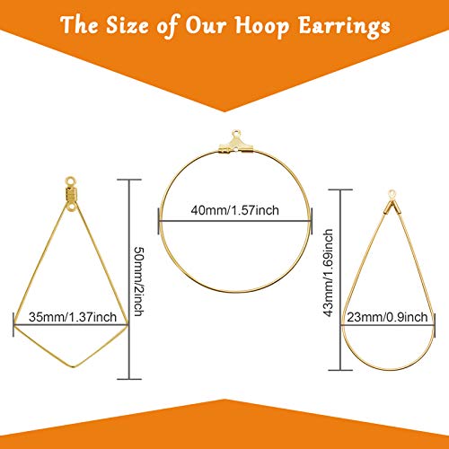 120Pcs Beading Hoop Earrings for Jewelry Making,Round Beading Earrings Hoop Bulk Jewelry Making Beadings Supplies Teardrop Rhombus Geometric Earring Hoops for DIY Craft Earring Hoops(Gold K/White K) - color: Gold K and White K 2
