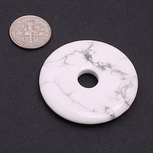 JOE FOREMAN 40mm Howlite Natural Gemstone Ring Circle Donuts Pendant Charms Beads for Jewelry Making 1Pcs - color: Howlite, size: 40mm