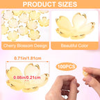 100pcs Cherry Blossom Beads, 5-Petal Yellow Gradient Acrylic Flower Beads, Mini Spacer Hair Accessories Halloween Christmas for Bracelets Earring Jewelry Making - color: Yellow