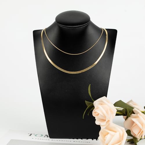 UMAOKANG Gold Plated Jewelry Chain, Dainty 3mm Herringbone Chain for Jewelry Making Men and Women Necklace Choker Chains Bulk (10pcs, 16 inch) - color: Gold Herringbone, size: 16 Inch