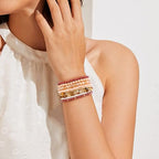 RISHEGAE Heishi Beaded Stretch Bracelets for Women Stackable Polymer Clay Beads Bracelets Friendship Boho Summer Beach Bracelet Jewelry Set - color: A-A brown