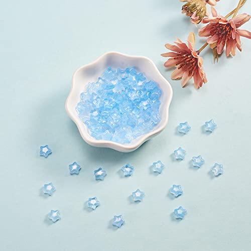 UR URLIFEHALL 100 Pcs Light Sky Blue Spray Painted Glass Star Beads for Earring Bracelet Necklace Jewelry DIY Craft Making - color: 100pcs-8x8.5x4mm-light sky blue star glass beads