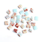 Natural Snakeskin Blue Stone Beads, Each Approximately 5x5x2mm Square 2-Hole Spacer Bead, are Used to Make Bracelets, Earrings, Necklaces, with Each String Measuring 15-16 Inches - color: Snakeskin Blue