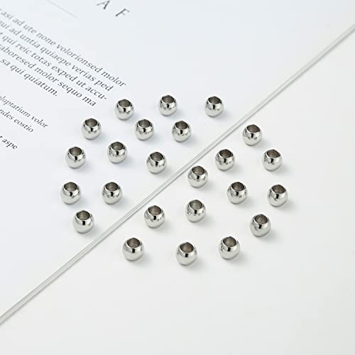 60 Pcs 304 Stainless Steel Smooth Round Spacer Beads 4mm Hole,Seamless Loose Beads for DIY Bracelet Jewelry Making Findings 7mm - color: steel, size: 7*4mm