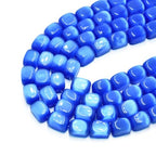 26pcs 10x15mm Blue Cat's Eye Cuboid Stone Gemstone Beads Semi-Precious Craft Supplies for DIY Jewelry Making - color: Cuboid10x15mm Blue