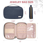 Jewelry Travel Case Organizer for Necklaces, Earrings, Rings, Bracelet, Watch, Soft Sided, Blue - color: Greyblue