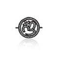 OM Yoga Connector Charm,Micro Pave CZ Stone Necklace Pendant,DIY Bracelet Jewelry Findings 22x17mm 10Pcs (Black) - color: Black