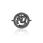 OM Yoga Connector Charm,Micro Pave CZ Stone Necklace Pendant,DIY Bracelet Jewelry Findings 22x17mm 10Pcs (Black) - color: Black