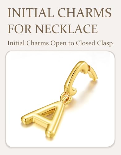 OVRUNS Initial Charm for Women,Letter Bracelet Necklace Charms Alphabet Pendant Charms With Clasp - color: Gold, style: Letter A