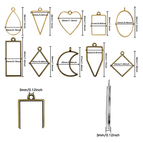 Oubaka 60Pcs Open Back Bezels Pendants,10 Styles Hollow Frame Pendants Casting Frame Pendant Open Back Bezel Pendant for Jewelry Findings,Earrings,Necklace,Bracelet,DIY Crafts(6 Colors) - color: 6 Colors;6 Styles