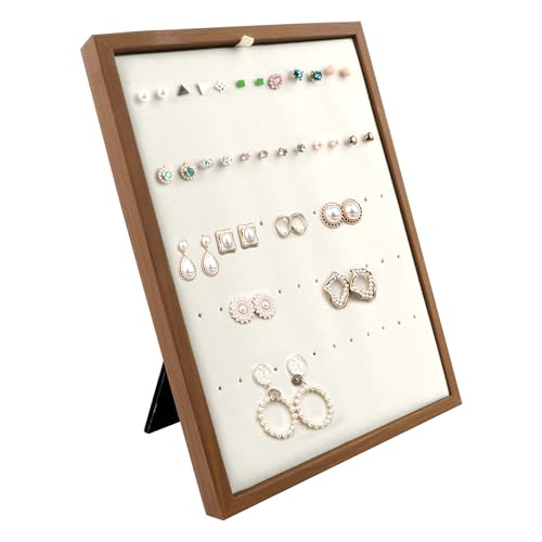 Homeanda Velvet L-Shaped 60 hole Ring Earring Jewelry Display Tray Organizer Holder Jewelry Display board - style: L-Shape 60 Holes