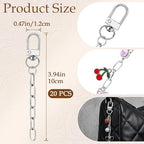 Hzopcw 20pcs Silver Keychain Making Kit, Key Ring Swivel Snap Hook Chains, Alloy Extender Keychain Bag Charm Kits for DIY Crafts Jewelry Making Handbag Purses- A Style - color: Silver-20pcs-A Style