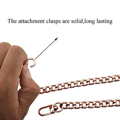 HAHIYO Purse Chain - 23.6 inch Rose Gold Strap for Shoulder, Cross Body, Sling, Purse, Handbag, Clutch - 0.4" Wide, 2.4mm Thick Metal - 1 Pack - size: Rose Gold 23.6 inches