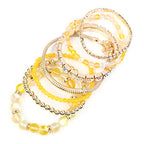 RIAH FASHION Multi Color Stretch Beaded Stackable Bracelets - Layering Bead Strand Statement Wrap Bangles - color: Mermaid Glass - Yellow, size: 7.0 Inches Length