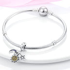 MULA 925 Sterling Silver Charms for Bracelets and Necklaces Lipstick and Bag Dangle Pendants Tower Camera Beads Jewelry Charms for Women - color: Sun Star Moon