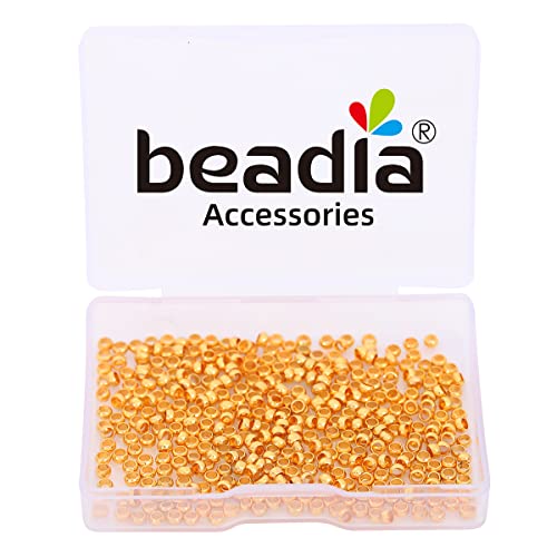 BEADIA 18K Gold Plated Crimp Beads Non Tarnish 3mm 400pcs for Jewelry Making Findings - color: Crimp Beads Gold, size: 3mm