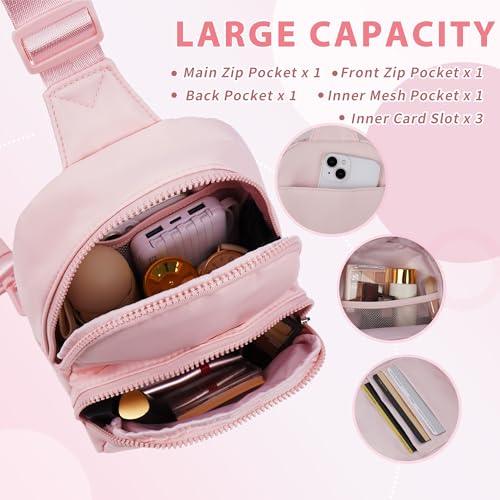 YOOLIFE Birthday Gifts for Teen Girls - Pink Sling Bag, Birthday Gifts for 9 10 11 12 13 14 15 16 Year Old Girl Initial Sling Bag Fanny Packs Crossbody Bags for Women Teen Girls (Pink B) - color: Pink, style: B