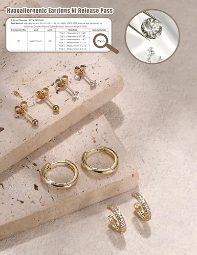 ORAZIO Small Gold Hoop Earrings for Women Hypoallergenic 14K Gold Plated Chunky Huggie Earring Sets for Multiple Piercing Dainty Earing Stacks Set Cute Silver Cartilage Jewelry Trendy Gifts - style: 14K Gold Plated-Simple