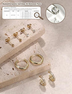 ORAZIO Small Gold Hoop Earrings for Women Hypoallergenic 14K Gold Plated Chunky Huggie Earring Sets for Multiple Piercing Dainty Earing Stacks Set Cute Silver Cartilage Jewelry Trendy Gifts - style: 14K Gold Plated-Simple