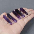 50mm Natural Amethyst Hexagonal Wand Jewelry Making Crystal Pointed Chakra Reiki Healing Beads 2mm Hole Drilled(Pack of 5) - color: Amethyst