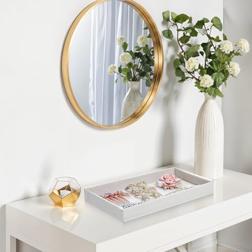 Abeillo 8Pcs Velvet Stackable Jewelry Trays Jewelry Organizer for Drawer, Jewelry Display Storage Tray for Earring Ring Necklace Pendants Bracelet 8.3 x 4.9 x 1 inches(Beige)