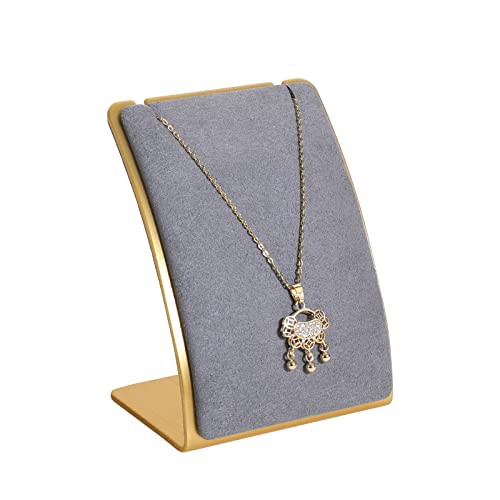 GemeShou Grey Necklace display stand, Velvet Jewelry necklace display holder for selling, small metal earring neck storage organizer, online jewelry photography props【Grey】 - color: grey