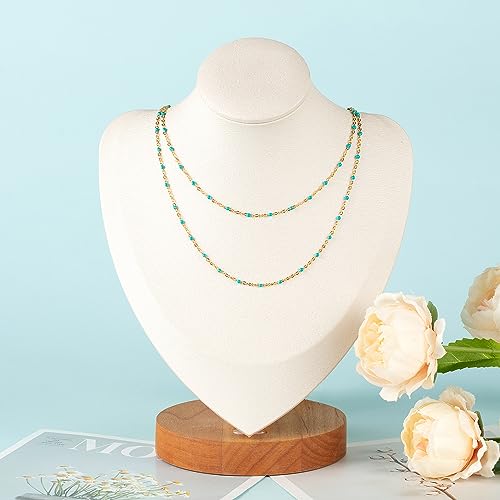 UMAOKANG 33ft/10m Turquoise Enamel Bead Chains for Jewelry Making Gold Plated Stainless Steel Jewelry Chain Roll - color: Gold-Turquoise Enamel