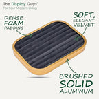 TheDisplayGuys - Aluminum Jewelry Organizer Display Tray - Faux Suede Insert - 9 Ring Holder Rows - Gold/Grey - color: Grey Suede, size: Jewelry Rows - 9, style: Aluminum - Gold
