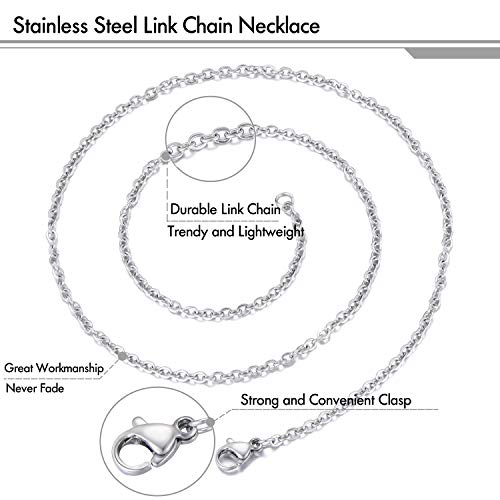 30 Pack 24 Inch Necklace Chain Stainless Steel Link Cable Chain Necklace with Lobster Clasps for DIY Jewelry Making - size: 24 Inches