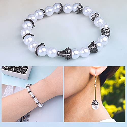 BronaGrand 100 Gram Gun Black Flower Bead Caps Tibetan Alloy Mixed Styles Spacer Beads Caps End Caps Craft Supplies for DIY Earrings Bracelet Necklace Jewelry Making Accessories - color: Gun Black