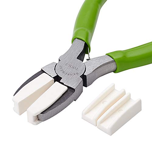 BENECREAT Double Nylon Jaw Pliers Flat Nose Pliers with Adhesive Jaws for DIY Jewelry Making Hobby Projects, Green - color: Green