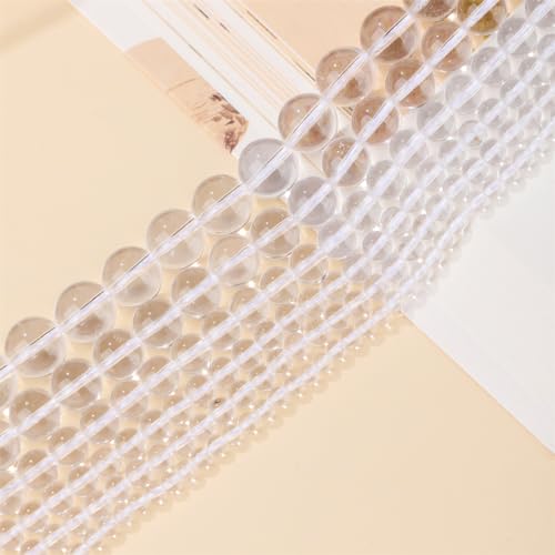 Natural Stone Genuine Stones DIY Clear Quartz Crystals Round Beads 8mm 100pcs Beading Loose Gemstone Hole Size 1mm Charm Smooth Beads for Bracelets Necklaces Earrings (Clear Quartz Crystals 8mm) - color: Clear Quartz Crystals, size: 8mm