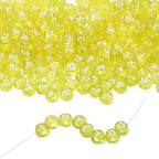 LAIDANLA 1500PCS Acrylic Letter Beads Alphabet White Letters Yellow Transparent Round Bead 7×4mm for Jewelry Bracelets Necklaces Key Chains Making - color: S-White Letter Yellow Transparent Beads