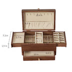 CHOSIN Black Walnut Wooden Jewelry Box for Women, 3 Level Multi-functional Drawer Organizer Box Watch Necklace Ring Earring Storage Mothers Day Gifts for Mom - style: No Mirror