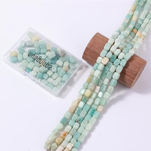 Natural Large Amazonite Cube Stone Beads 8x11mm 38cm/str Loose Semi Gemstone Stone Square Beads for Making Bracelets Necklace - color: Amazonite