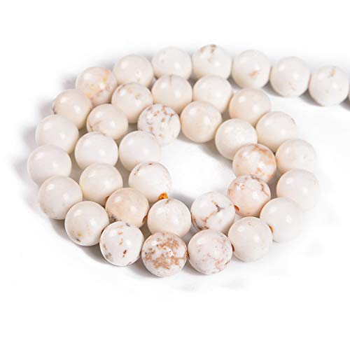 45pcs 8mm Natural Stabilized White Turquoise Gemstone Round Spacer Loose Stone Beads for Jewelry Making 15.5" 1 Strand (Stabilized White Turquoise, 8mm 45Beads) - color: Stabilized White Turquoise, size: 8mm 45Beads