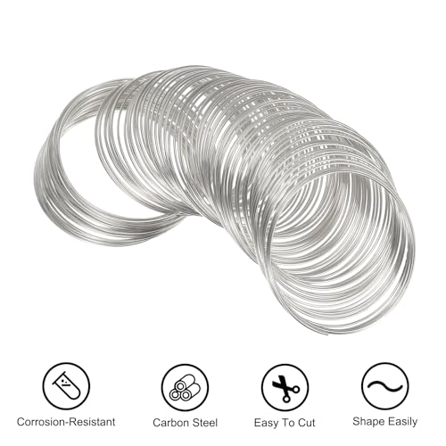 PATIKIL 100 Loops Memory Wire, 1pcs 1mm 18 Gauge Jewelry Wire Craft Wire Memory Steel Wire for Jewelry Making Bracelets Beading DIY Crafts, Light Gold - color: Light Gold