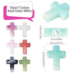 SUNNYCLUE 280Pcs 7 Styles Crosses Beads Crucifix Beads Small Acrylic Easter Pink White Rosary Sunday Loose Spacer Plastic Cross Beads for Bracelets Beading Necklaces Keychains Making Supplies Women - style: Cross 2