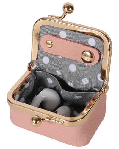 COOLYOUTH Leather Mini Jewelry Box Travel Jewelry Case Portable Small Coin Purse with Kiss Lock (Pink) - color: Small-Pink