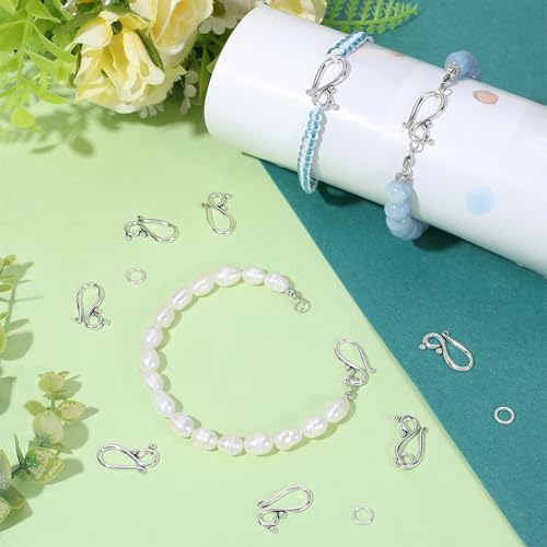PH PandaHall 100 Sets S Hook Clasps, Tibetan Style S Hook Ring Antique Silver Toggle Clasps Closure Metal Alloy Jewelry Clasp Connector for Necklace Bracelet DIY Jewelry Making, 20.5mm Long - color: Antique Silver