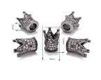 AD Beads Zircon Pave Rhinestones Crown Big Hole Bracelet Connector Spacer Beads (10 Pcs Clear on Gunmetal Crown (9x12mm)) - color: 10 Pcs Clear on Gunmetal Crown (9x12mm)
