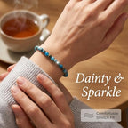 Angelstones Natural Gemstone Small Beaded Stretch Bracelet, 4mm Faceted Round Beads, Crystal Healing Bracelet for Women - color: Blue Apatite